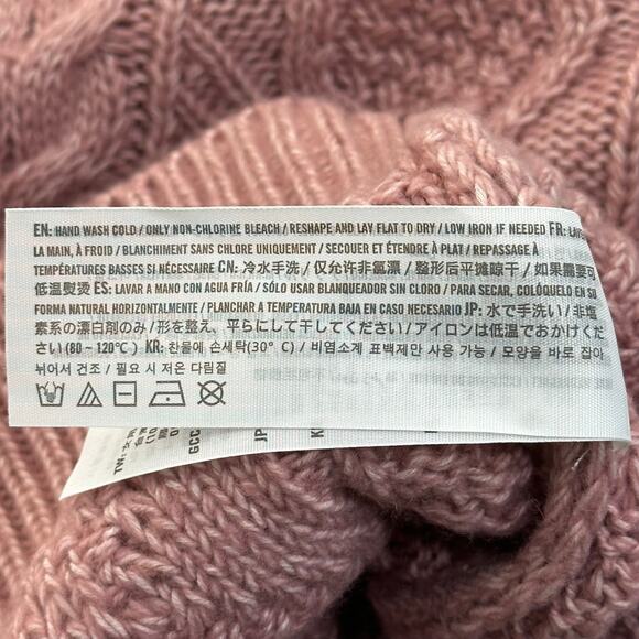 Abercrombie & Fitch Pink Chunky Cable Knit Cotton Sweater Womens Sz XS Mock Neck - Picture 9 of 10